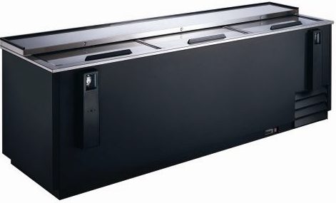 A black and silver counter with two drawers.