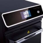 Black commercial touchscreen oven.